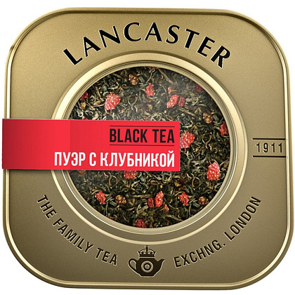 Чай "Lancaster" пуэр с клубникой, 75 г, черный
