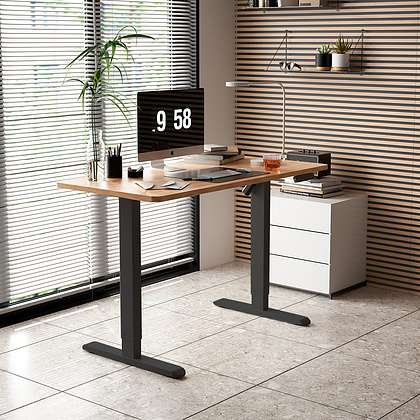 Стол с электроприводом WellDesk Basic 1300x675х18 черный/дуб денвер трюфель (9191456+9072454) - 6