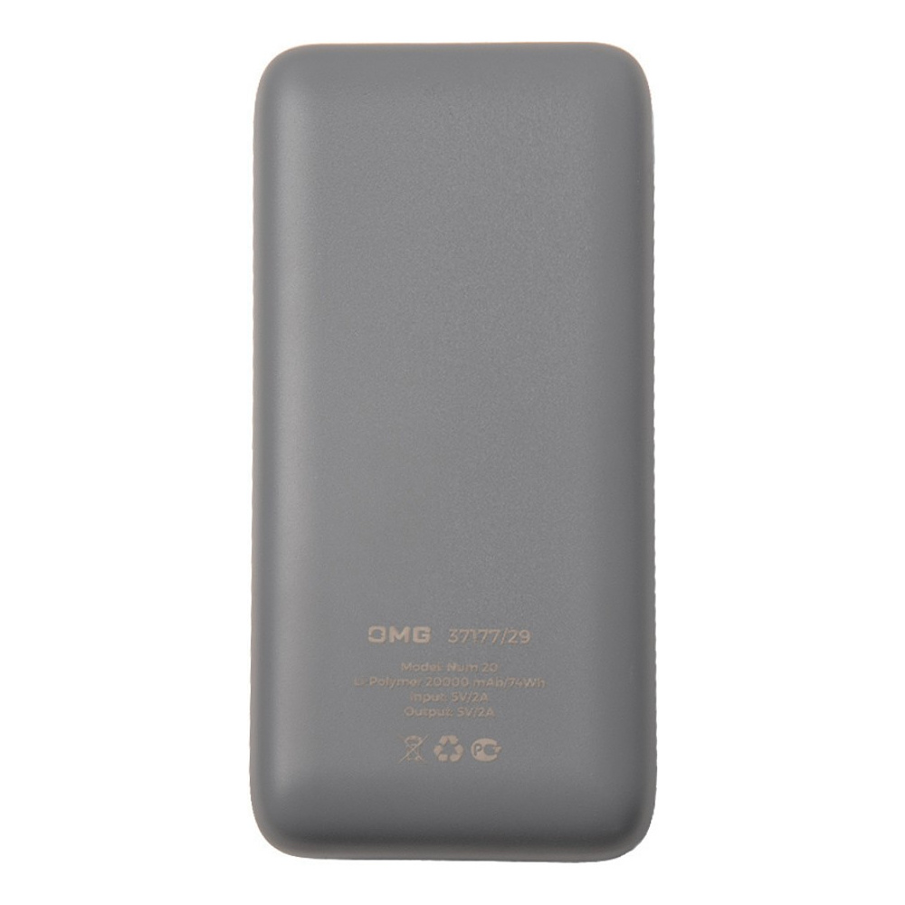 Внешний аккумулятор Power Bank "Num 20", 20000 mAh, серый - 2