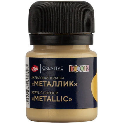 Краска акриловая металлик "Декола", 974 золото сусальное, 20 мл., банка