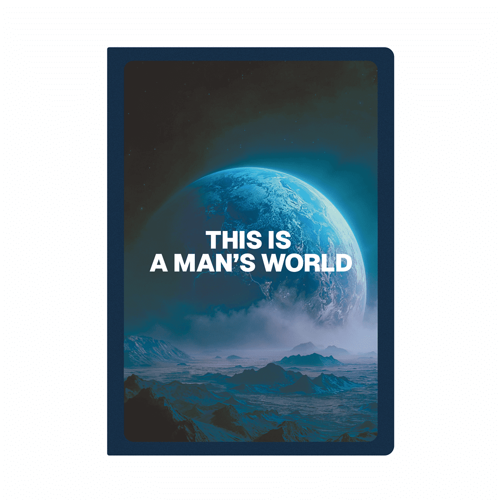 Блокнот "This is a man’s world", A5, 80 листов, темно-синий, срез голографический