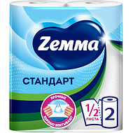 Полотенца бумажные Zemma Стандарт, 2 рулона, 2 слоя, белый