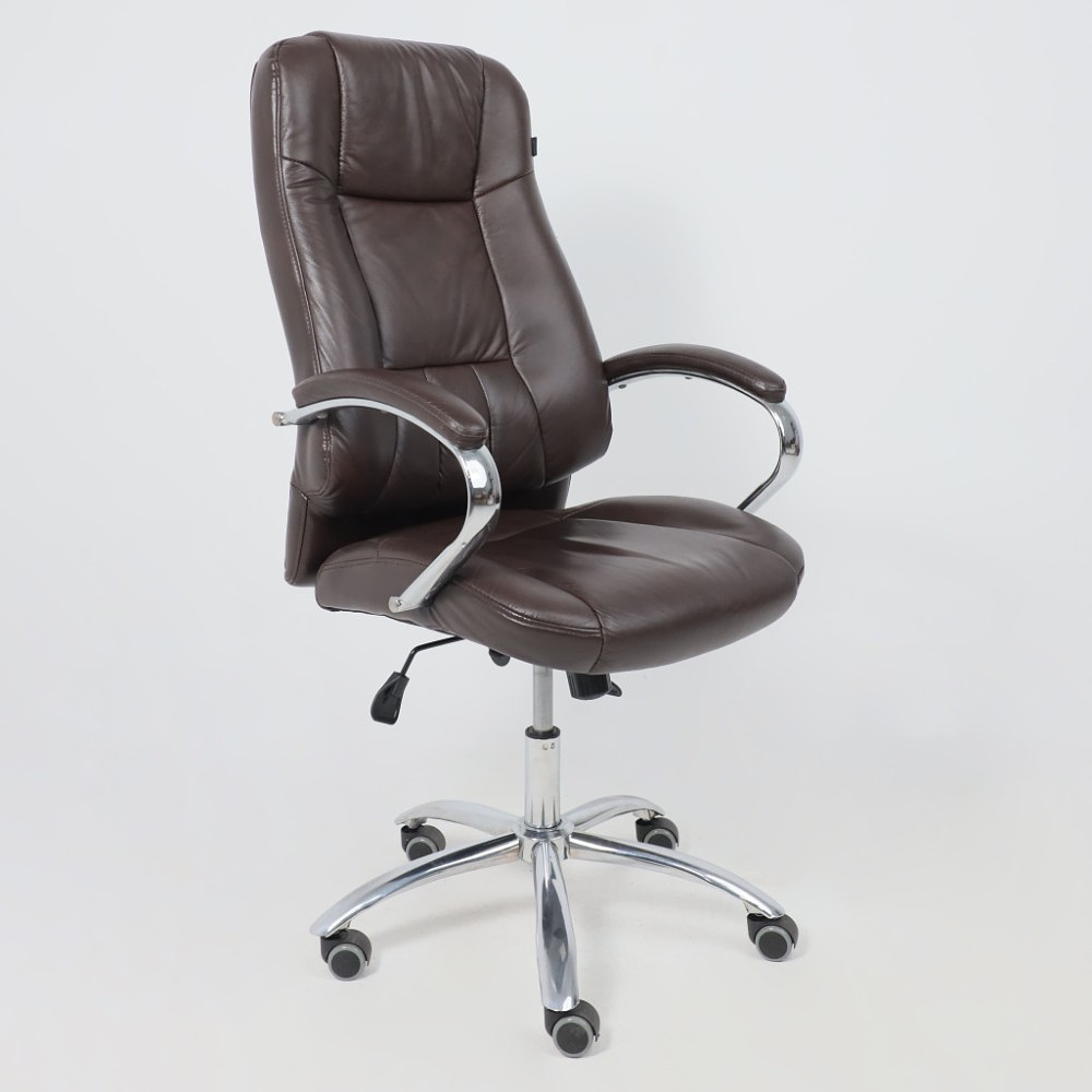 Кресло для руководителя "KING A" поворотное, хром, натуральная кожа, темно-коричневый - 4