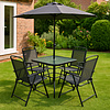 Комплект мебели садовой AksHome PICNIC (стол 1шт, 4 кресла, зонт 1шт), серый, черный - 9