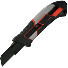 Нож строительный Deli YS DL4254, 18 мм, прорезиненная рукоятка, серебристый, черный