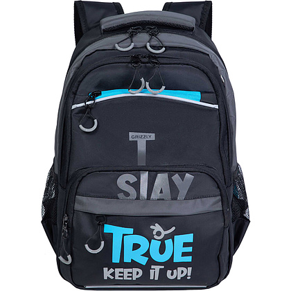 Рюкзак школьный "Grizzly", черный, синий - 2