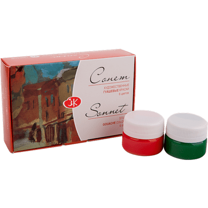 Краски гуашевые "Сонет", набор 6 цветов, 20 мл, банки