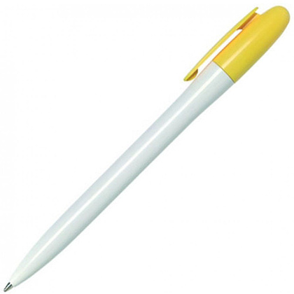 Ручка шариковая автоматическая "Bay BC", 1.0 мм, белый, желтый, стерж. синий