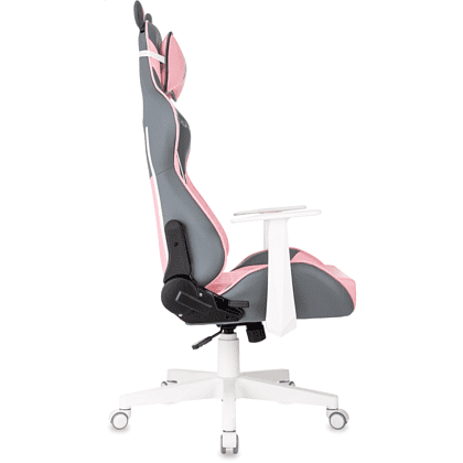 Кресло игровое Бюрократ Knight "Catzy", экокожа, пластик, серый, розовый - 5