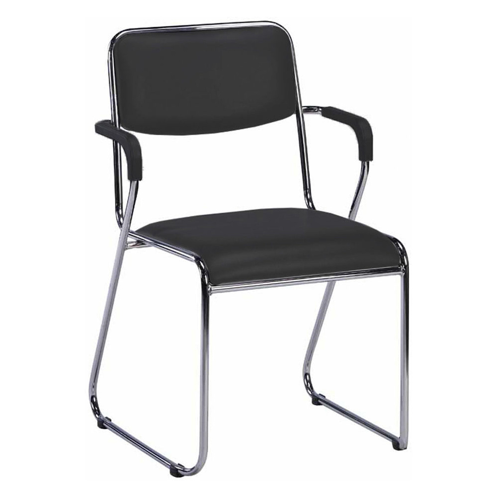 Стул для посетителей EVERPROF "Fix Plus", кожзам, металл, черный