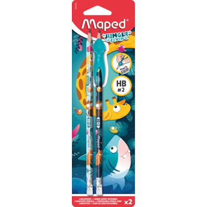 Карандаш простой Maped "Jungle fever", HB, с ластиком, 2 шт 