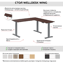 Комплект WellDesk Wing (регулируемый по высоте каркас арт. 9037202 и столешница арт. 9111931)