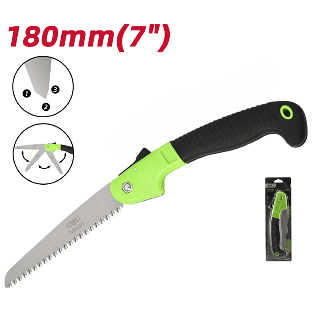 Ножовка по дереву Deli EDL580618, 180 мм, складная, зеленый, черный - 7