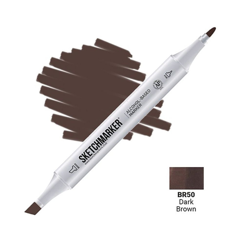 Маркер перманентный двусторонний "Sketchmarker", BR50 коричневый темный