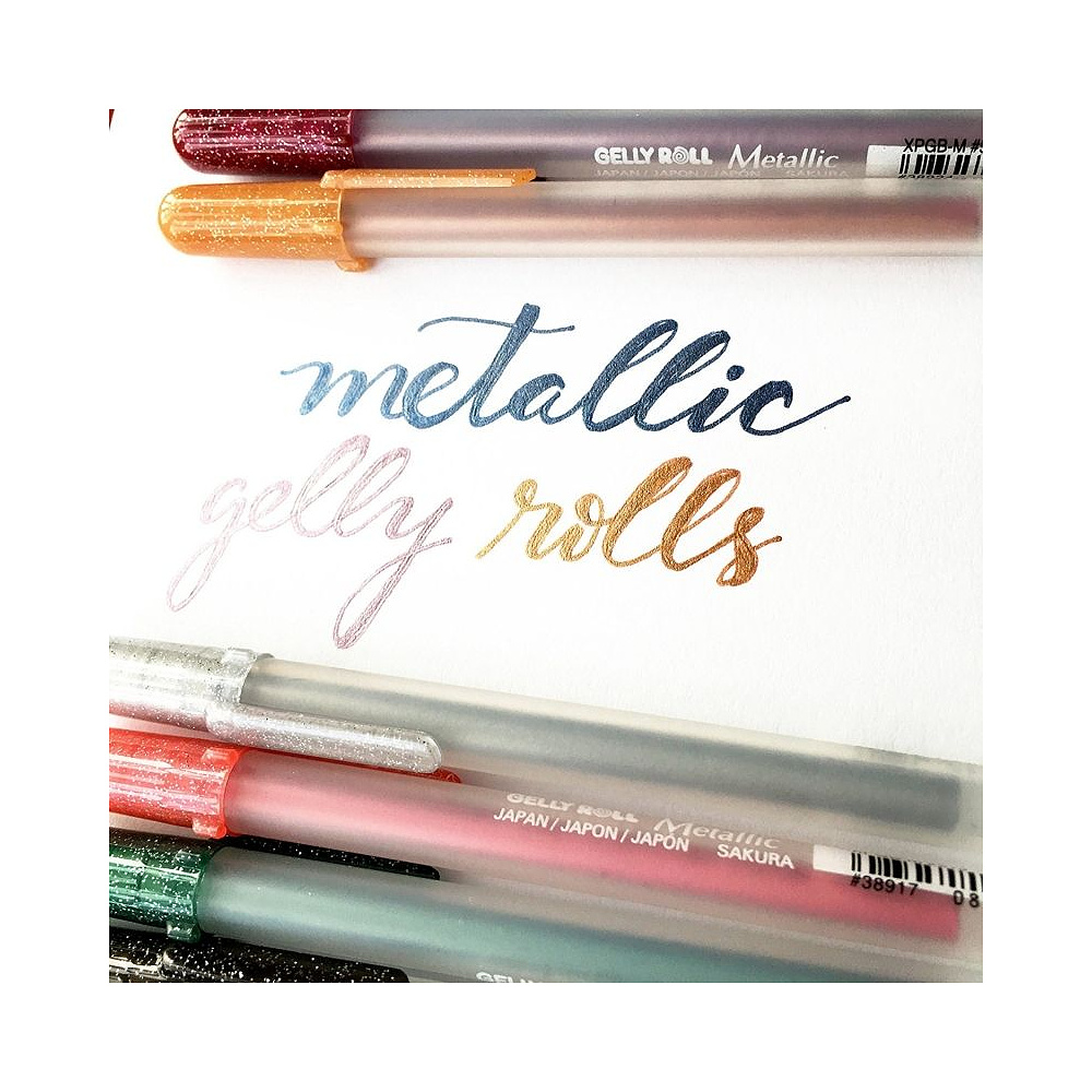 Ручка гелевая "Gelly Roll Metallic", 1.0 мм, прозрачный, стерж. голубой - 4