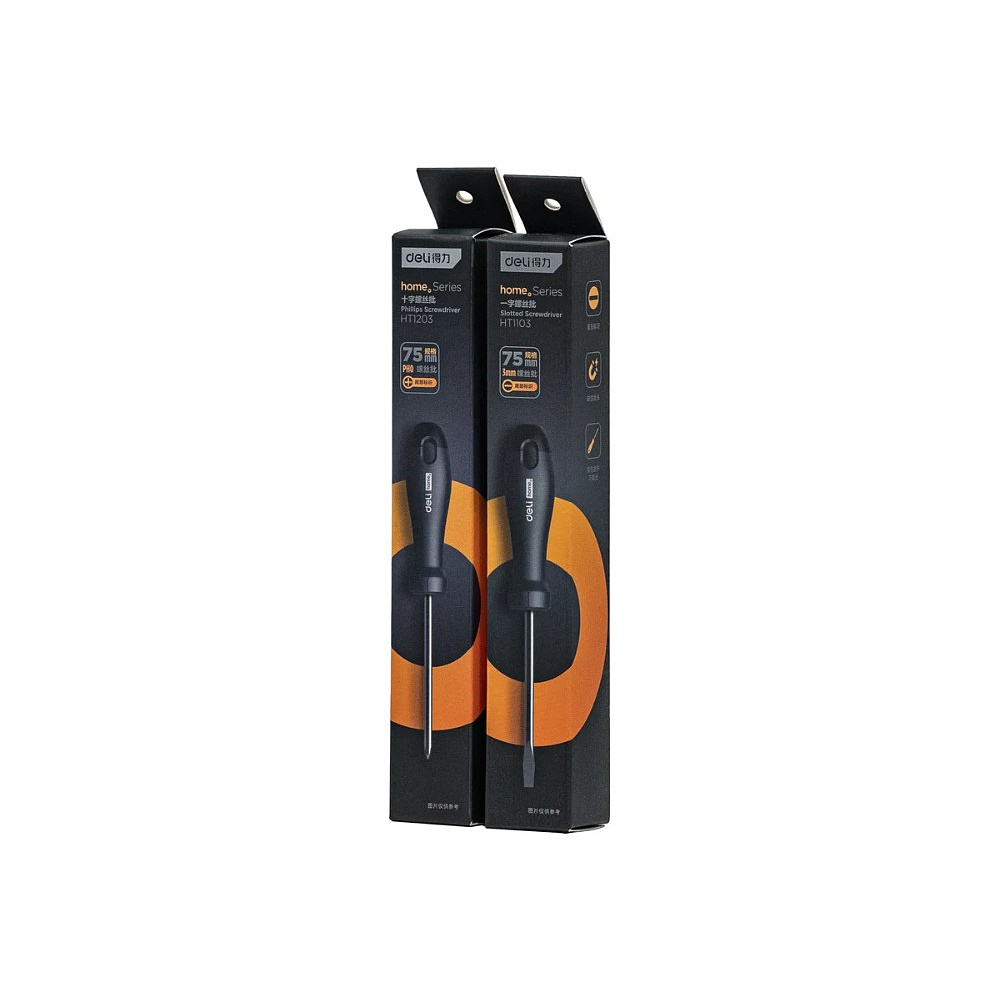 Отвертка Deli HS EHT1103, SL3х75 мм, Soft Touch, черный - 9