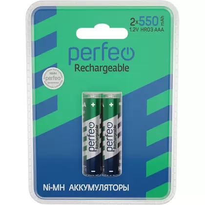 Аккумуляторные батарейки Perfeo AAA550mAh/2BL, 2 шт.