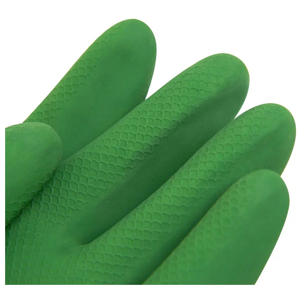 Перчатки латексные хозяйственные Zaubex БИКОЛОР, усиленные, р-р M, зеленый, желтый - 3