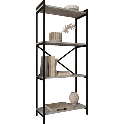 Стеллаж ALLERD RION, черный муар, 675х300х1500, бетон