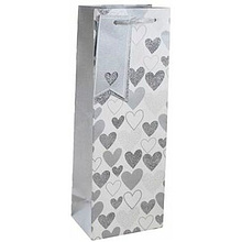 Пакет бумажный подарочный для бутылки "Silver heart"