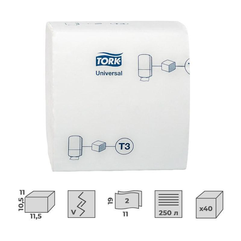 Бумага туалетная листовая "Tork Universal Т3", 1 слой (114272-00) - 2