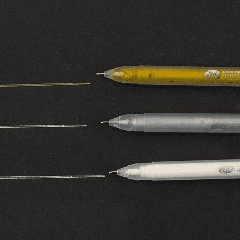 Ручка гелевая "Сонет", 0.5 мм, 3 шт., белый, серебро, золото - 3