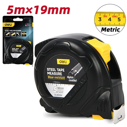 Рулетка Deli YS EDL9005P, 5 м х 19 мм, желтый, черный - 2