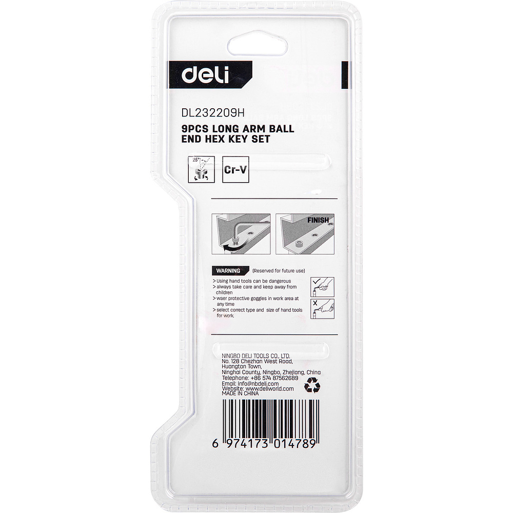 Набор ключей шестигранных Deli "EDL232209H", 9 шт, черный - 5