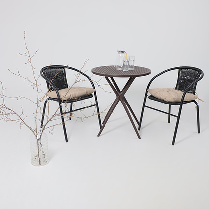 Кресло садовое AksHome RVERONA, PP, черный, сталь-черная - 2