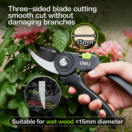Секатор садовый Deli GS EDL-YL0002, 203 мм, черный - 2