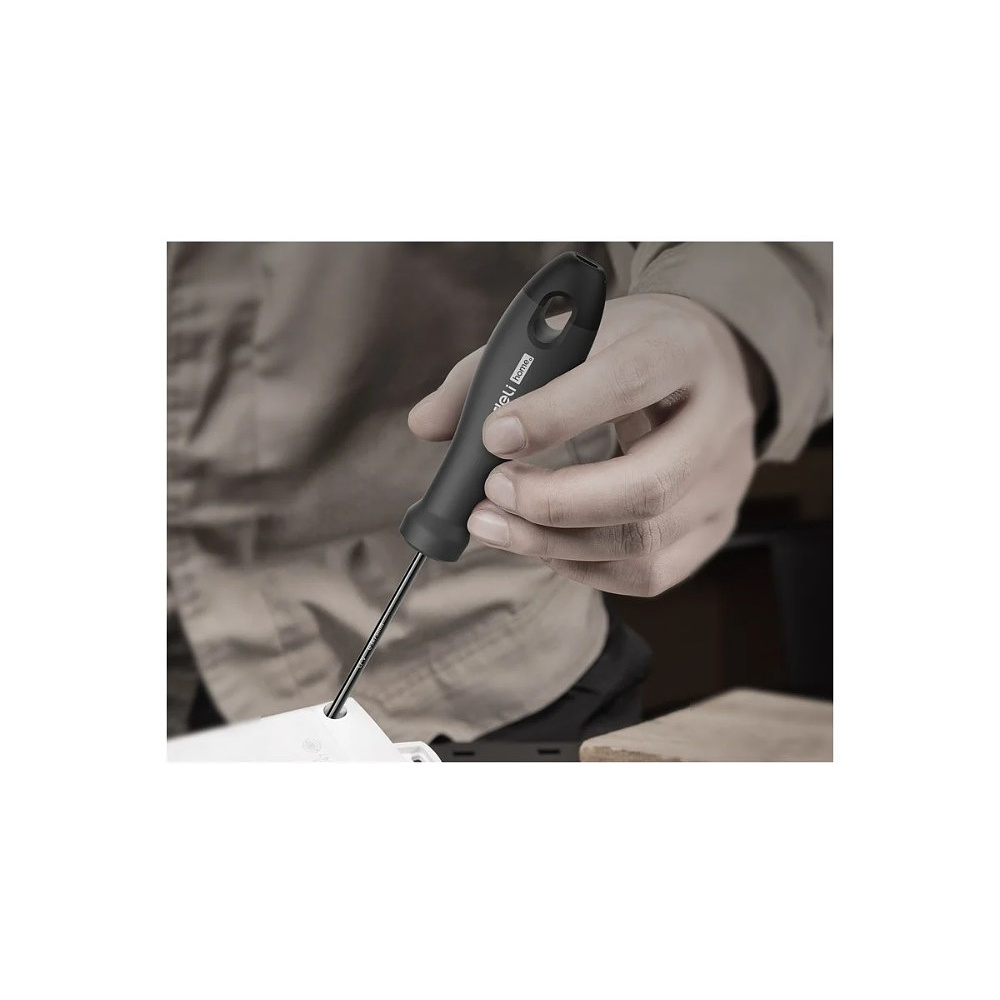 Отвертка Deli HS EHT1106, SL6х150 мм, Soft Touch, черный - 3