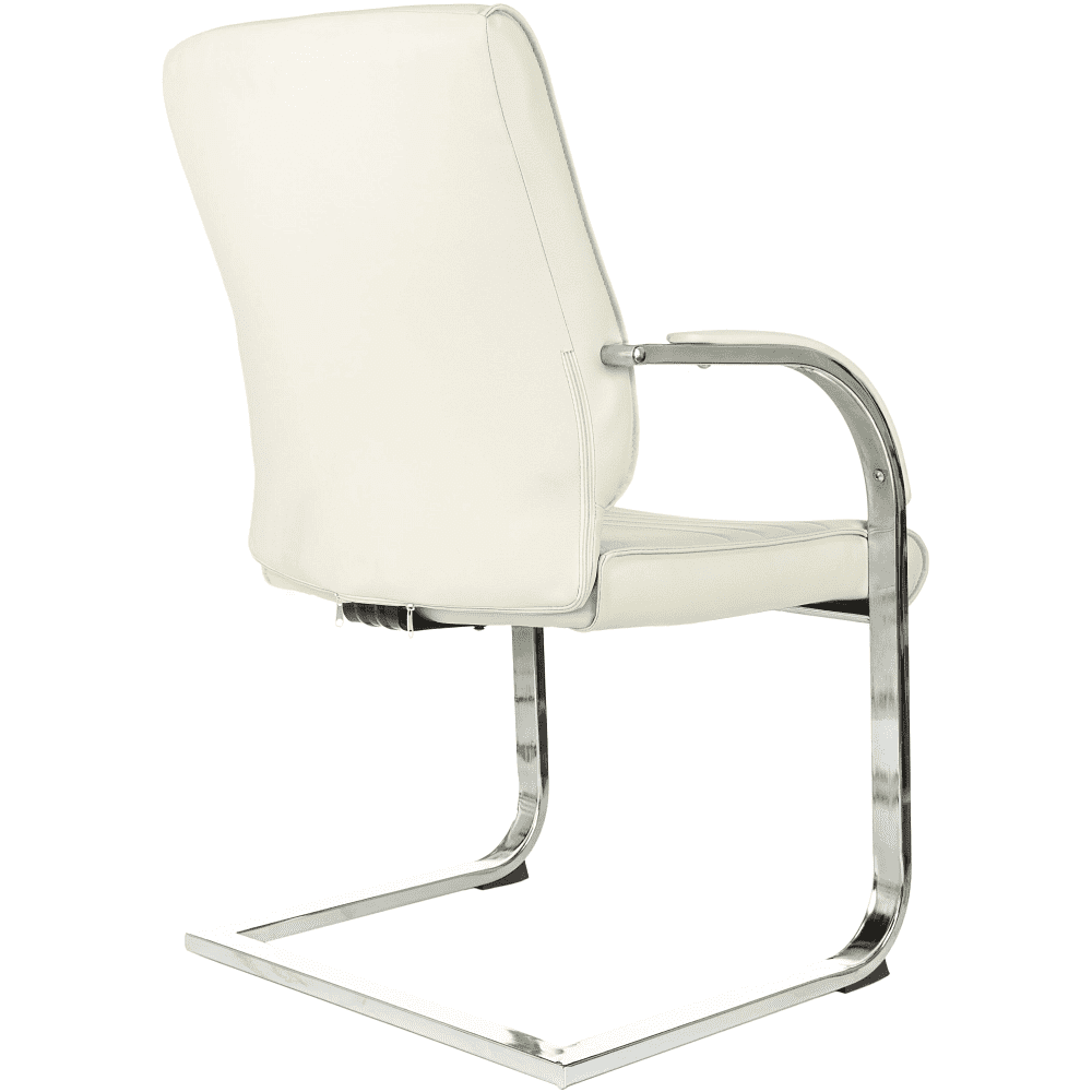 Кресло на полозьях "Бюрократ T-8010-LOW-V", экокожа, слоновая кость, металл хром - 2