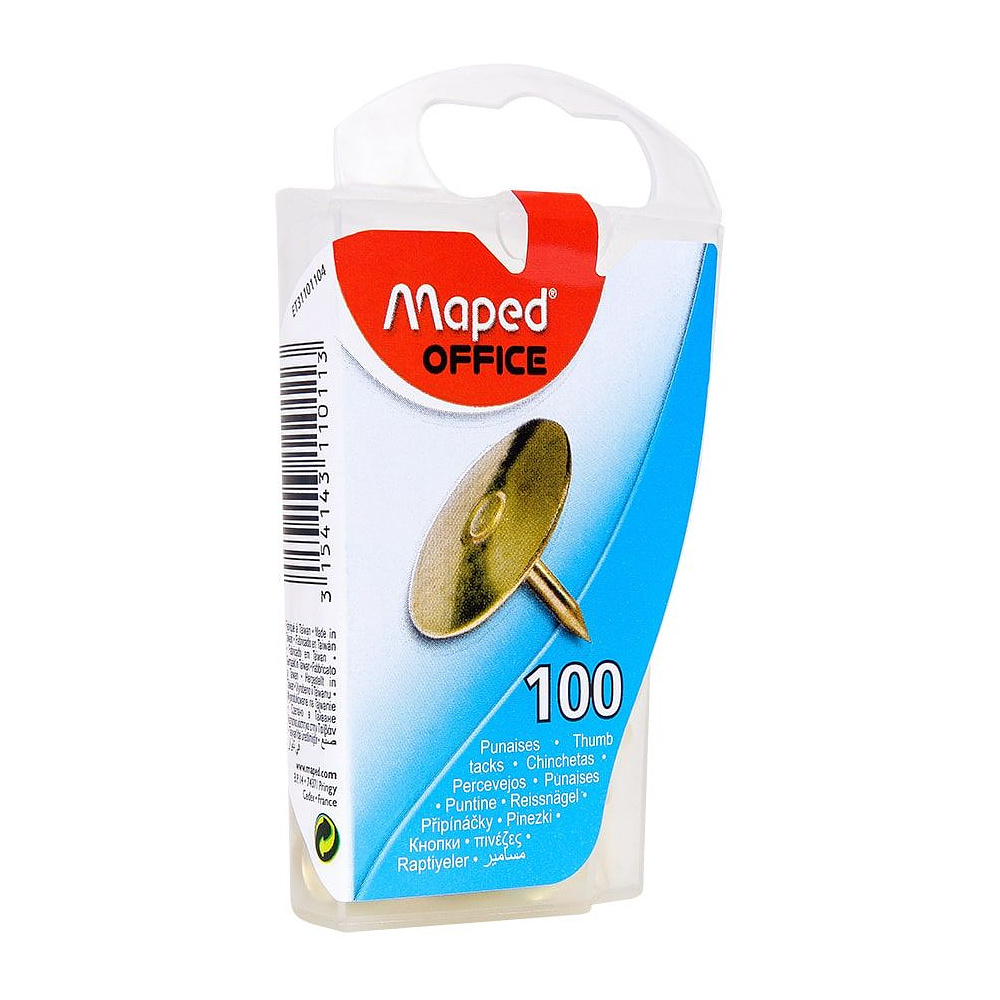 Кнопки канцелярские Maped, 10 мм, 100 шт, золотистый