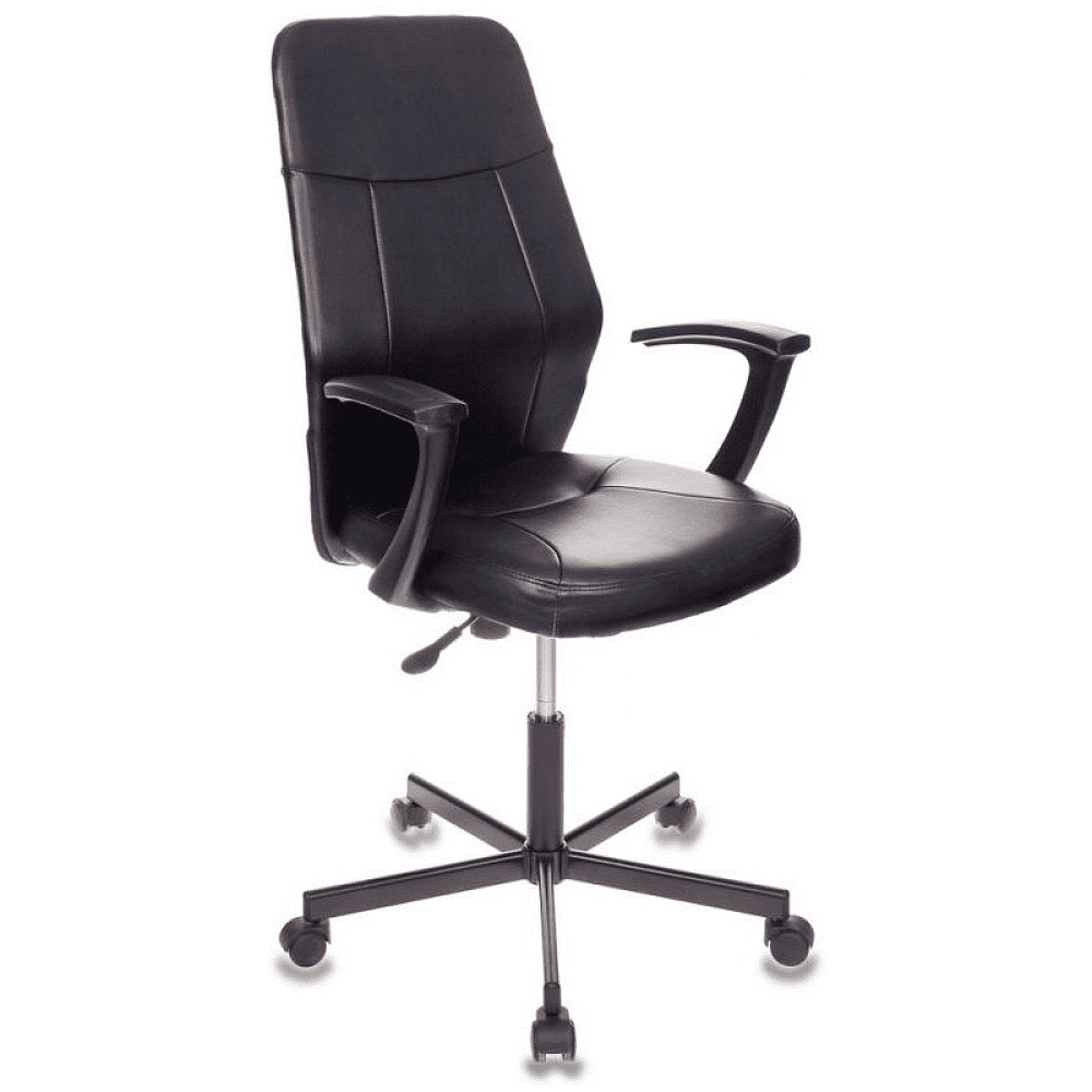 Кресло для персонала "Бюрократ CH-605", экокожа, металл, черный