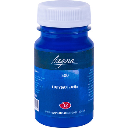 Краски акриловые Ладога, 500 голубая ФЦ, 100 мл., банка