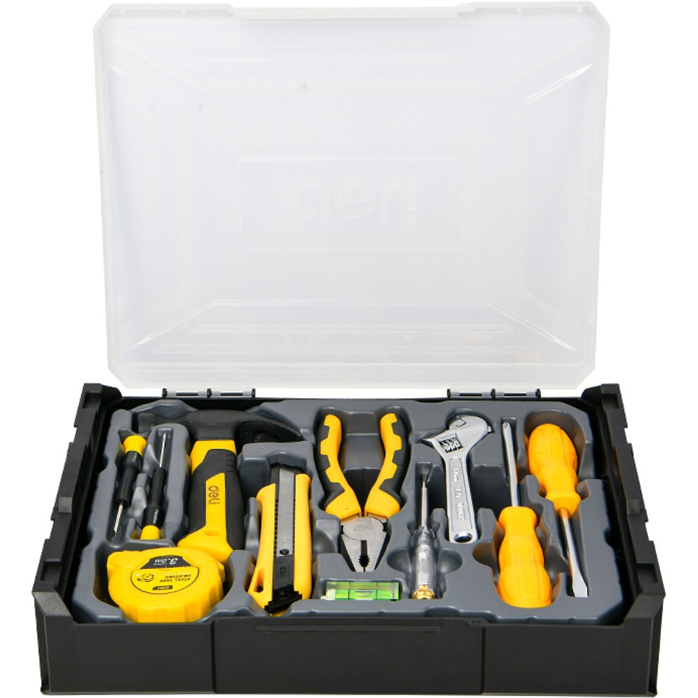 Набор ручного инструмента "Deli", 11 предметов, чемодан, черный, желтый - 3