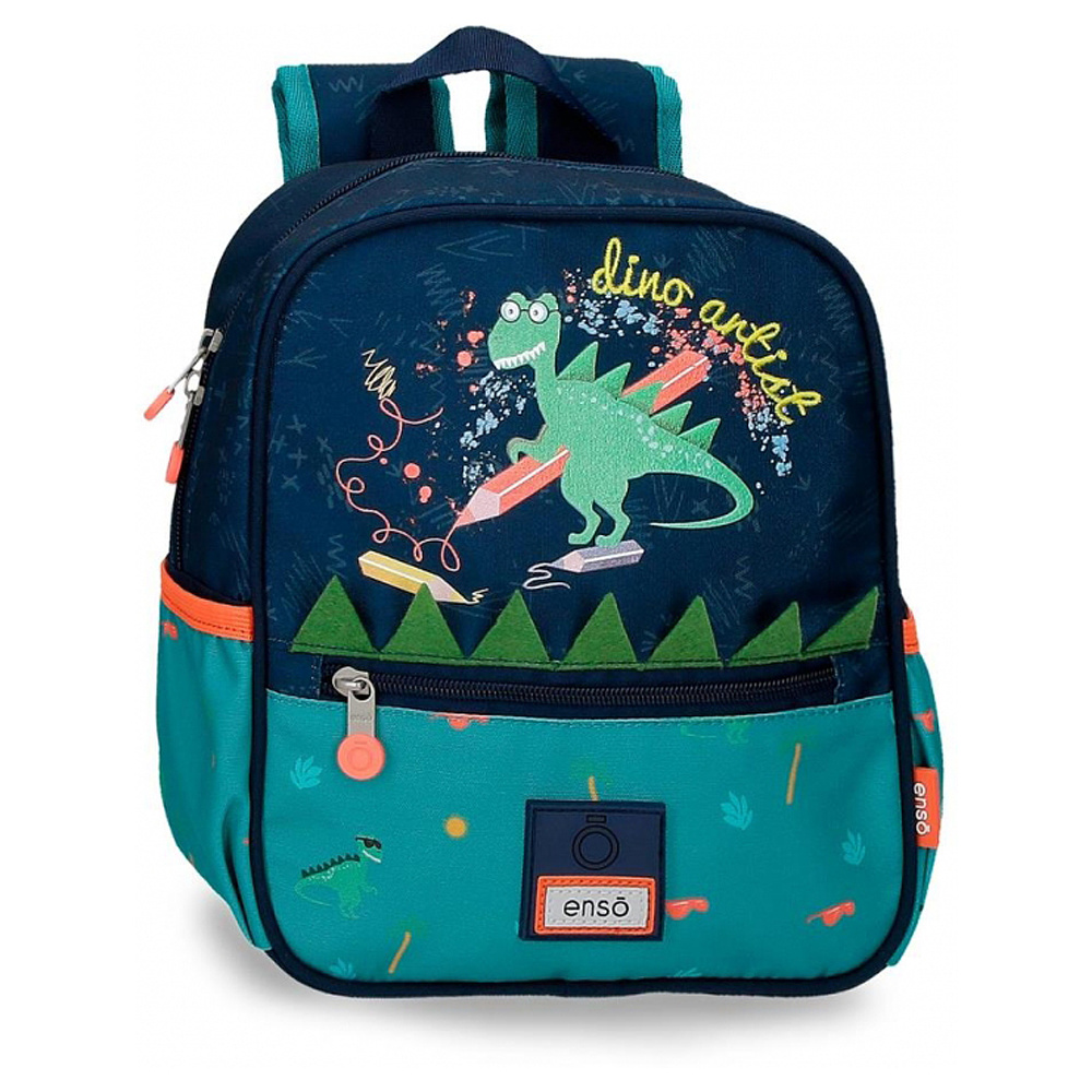 Рюкзак школьный Enso "Dino artist", S, темно-синий, зеленый