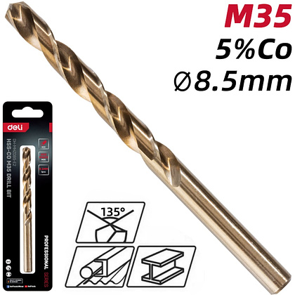 Сверло по металлу Deli RS EDH-MHZ085-E2, 8.5 мм, DIN 338, HSCo 5% - 2