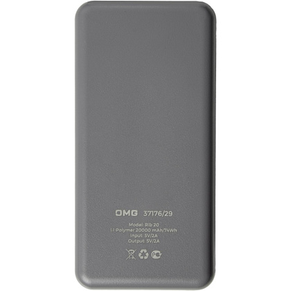 Внешний аккумулятор Power Bank "Rib 20", 20000 mAh, серый - 3