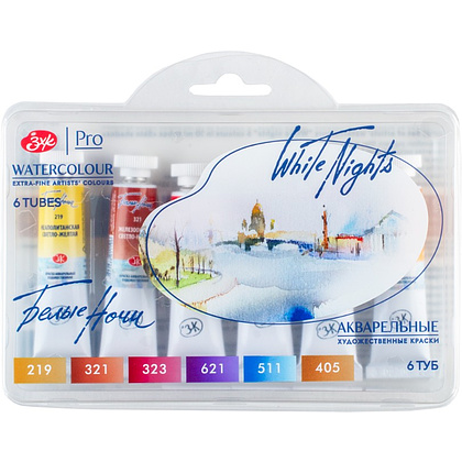 Краски акварельные "Белые ночи оттенки кожи", набор 6 цветов, тубы