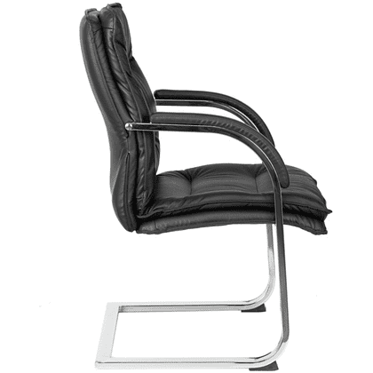 Кресло на полозьях "Бюрократ T-9927SL-LOW-V", натуральная кожа, черный, металл хром - 2