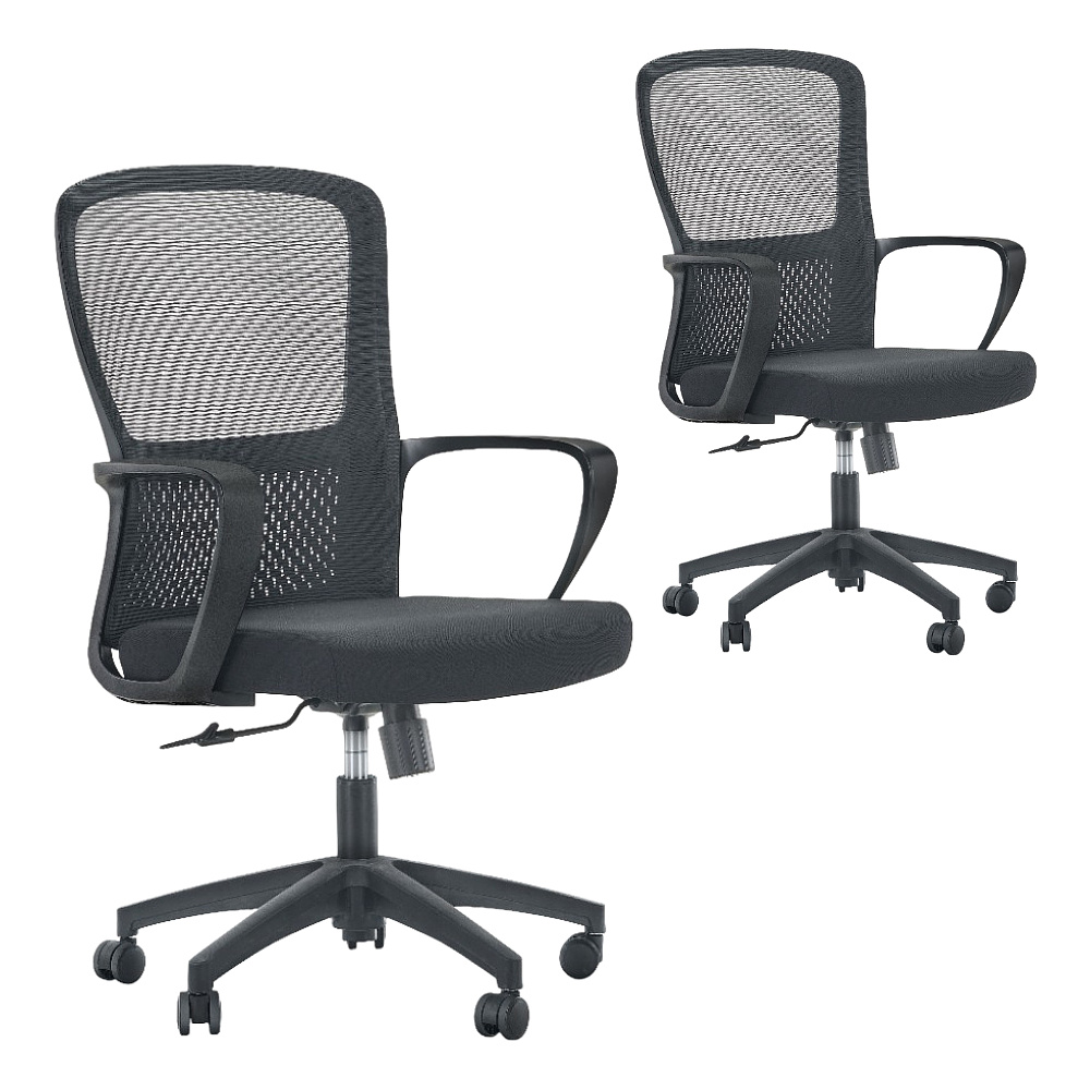 Кресло компьютерное SitZone U-069B, сетка, ткань, пластик, черный, 2 шт/упак