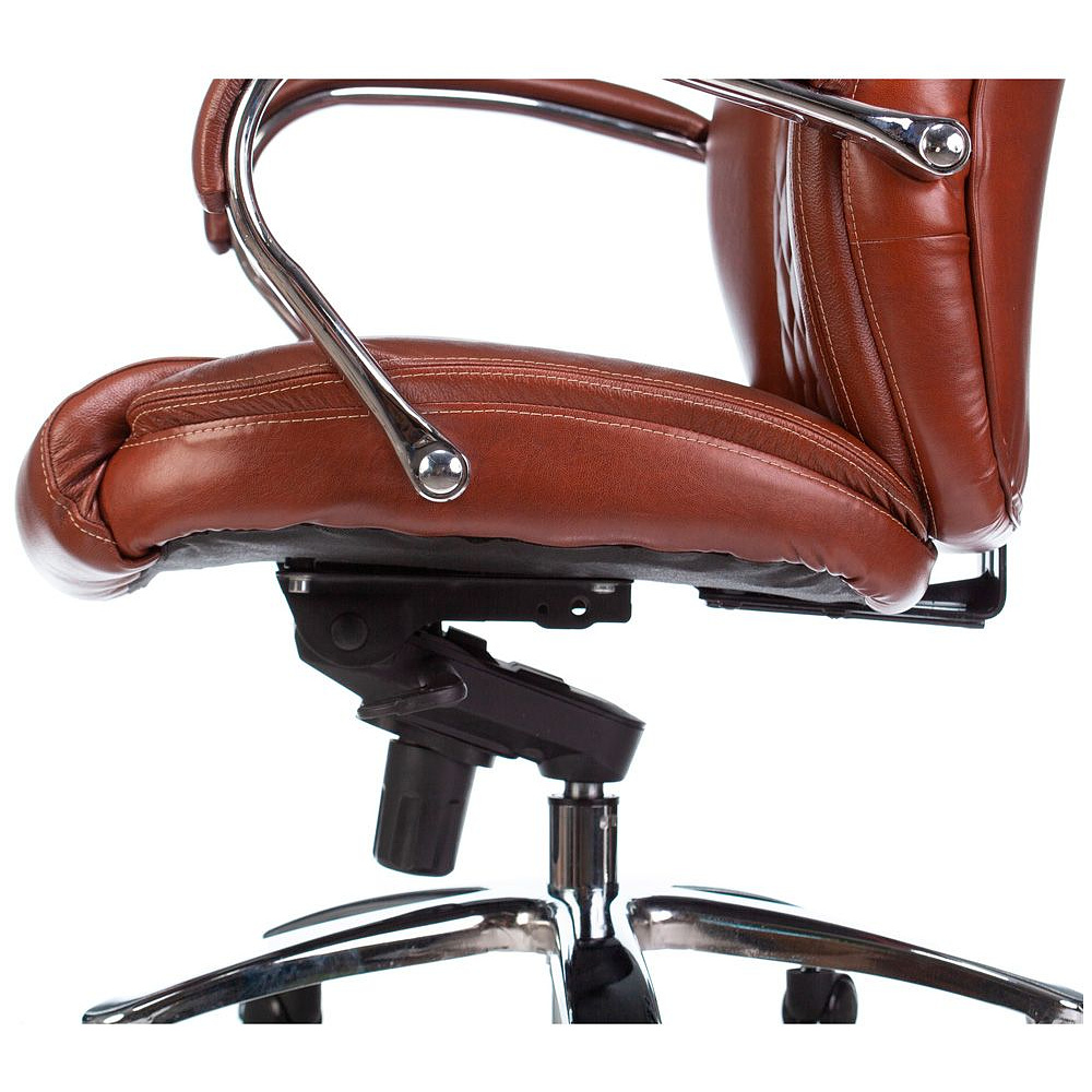 Кресло для руководителя Бюрократ T-9924SL, кожа, металл, светло-коричневый - 7