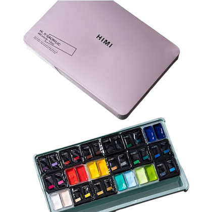 Краски акриловые"Himi Jelly Cup", набор 48 цветов, 12 мл, кювета, пластиковый футляр