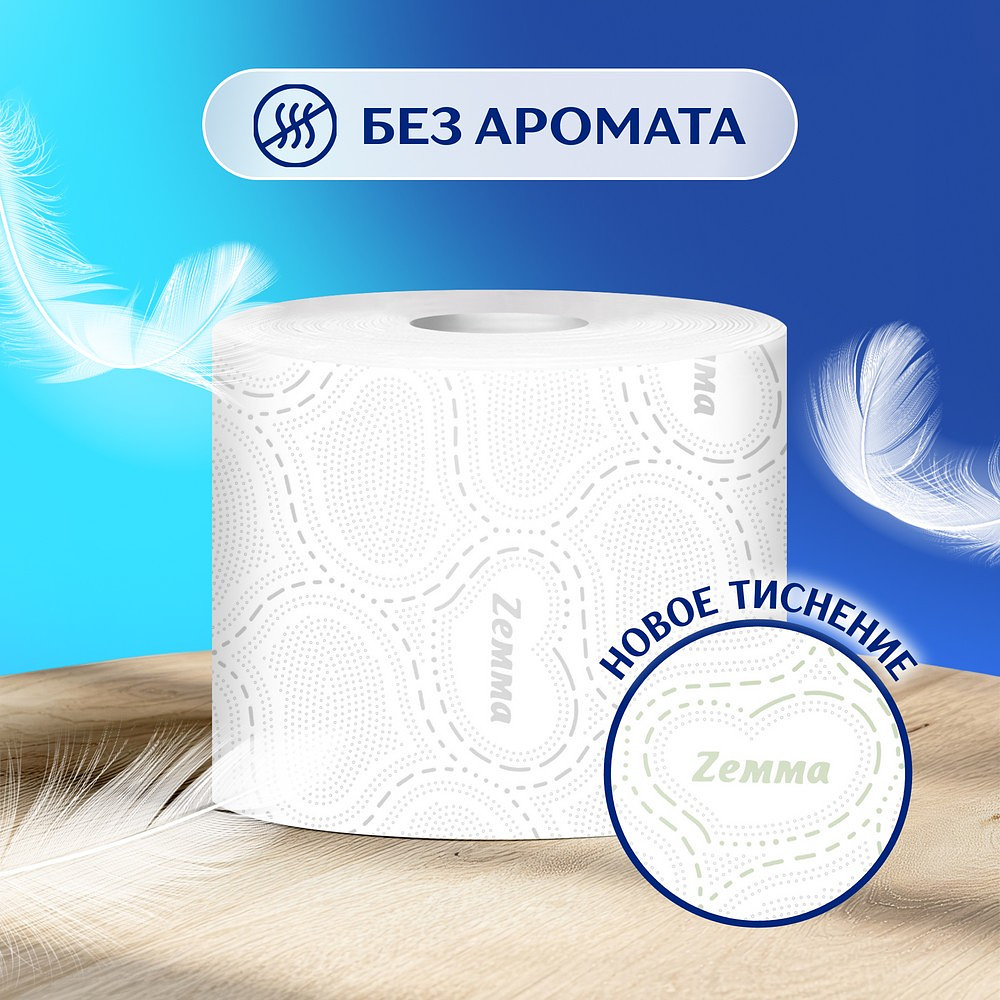 Бумага туалетная Zemma Deluxe, 12 рулонов, 3 слоя, белый - 9