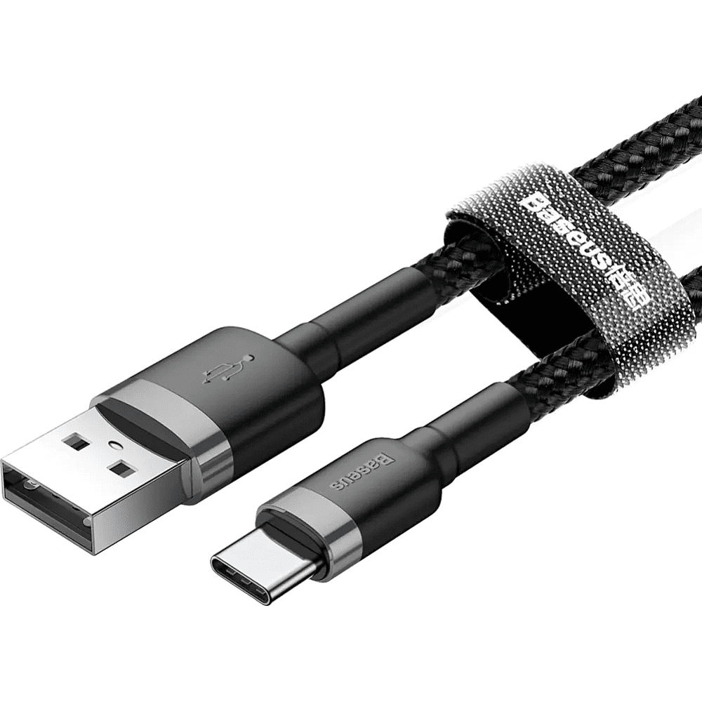 Кабель Baseus CATKLF-CG1, USB to Type-C, 2 м, Gray+Black - 2