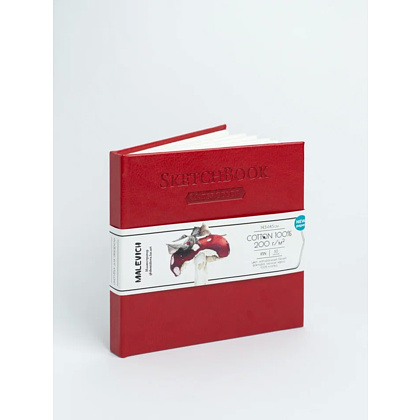 Скетчбук для акварели "Малевичъ", 14.5x14.5 см, 200 г/м2, 30 листов, красный - 6