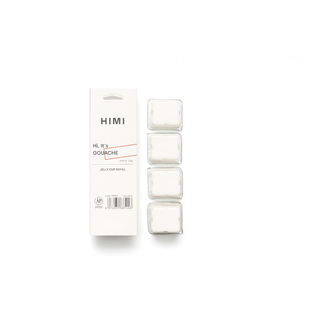 Краски гуашевые "Himi Jelly Cup", белила титановые, набор рефилов 4 шт., 30 мл.