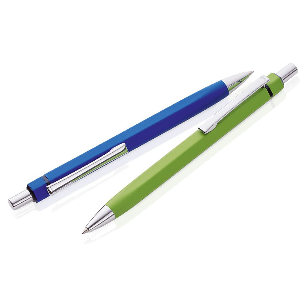 Ручка шариковая автоматическая "Six", 1.0 мм, белый, серебристый, стерж. синий - 2