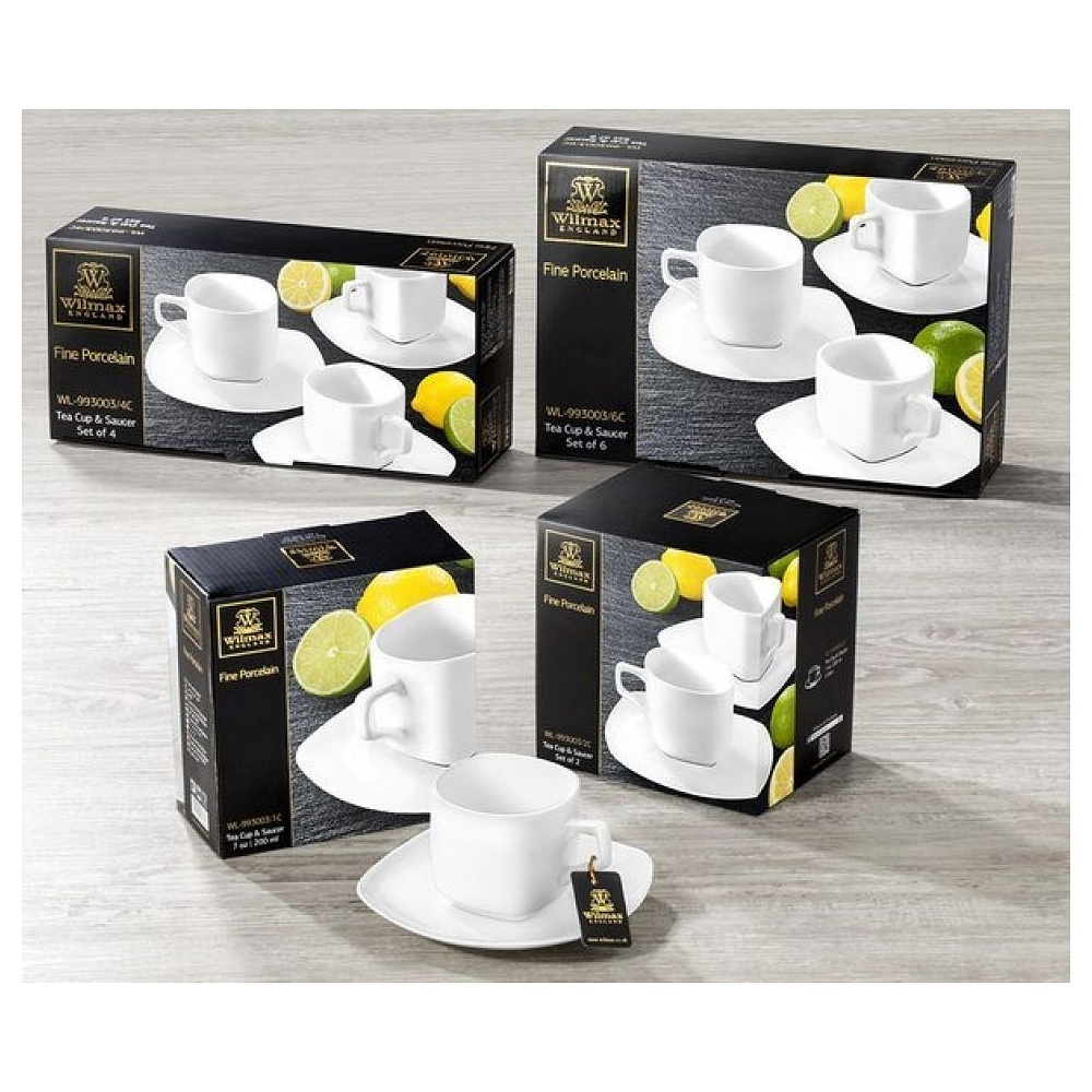 Набор чашек с блюдцами, белый - 2